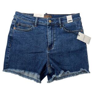 New NWT Judy Blue Women's Medium Blue Vintage High Rise Cut off Shorts Large